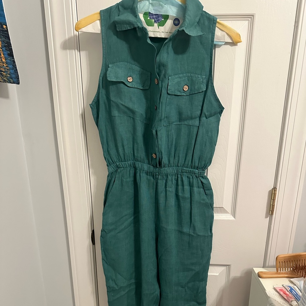 Teal Sleeveless Jumpsuit